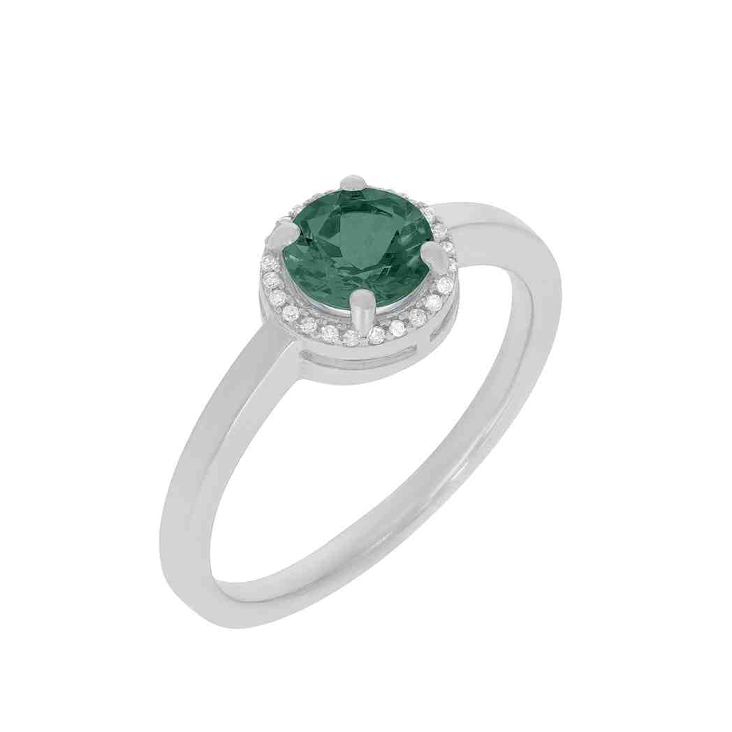 Round Emerald with a Halo Engagement Ring PD31343ALR EMERALD